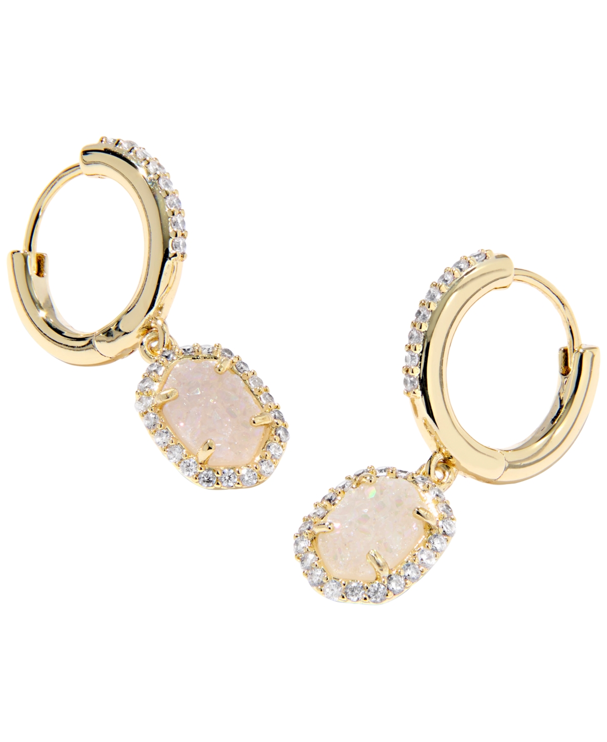 Kendra Scott Daphne Crystal Frame Huggie Earrings In Gold