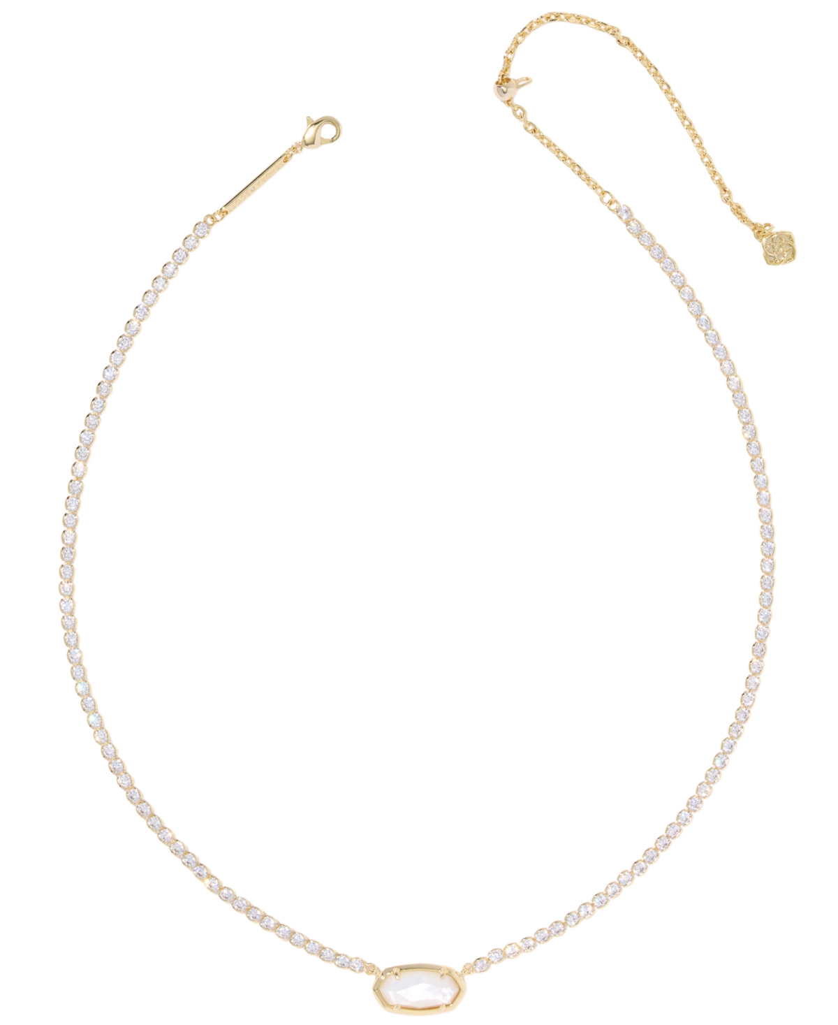 Kendra Scott Imitation Pearl & Crystal Elisa Tennis Necklace In Gold