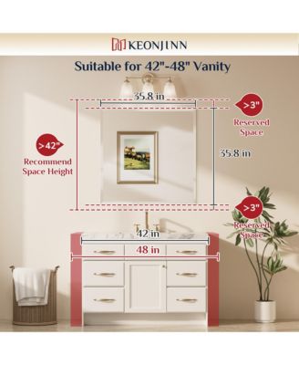 Inch Beveled Bathroom Vanity Mirror Shatterproof Frameless Wall Mirrored Over Sink Horizontal/Vertical