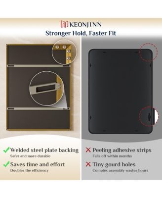 40x30 Inch Brushed Gold Bathroom Vanity Mirror Metal Framed Over Sink Wall Mirror Horizontal/Vertical