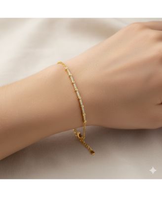 Vermeil Bar Bracelet with Pave CZ 7 inches