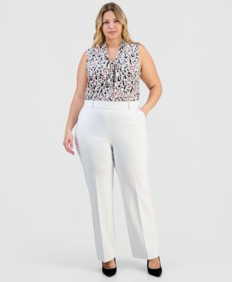 Plus Size Pull-On Straight-Leg Pants 