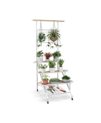 4-Tier Hanging Plant Stand with Hanging Bar
