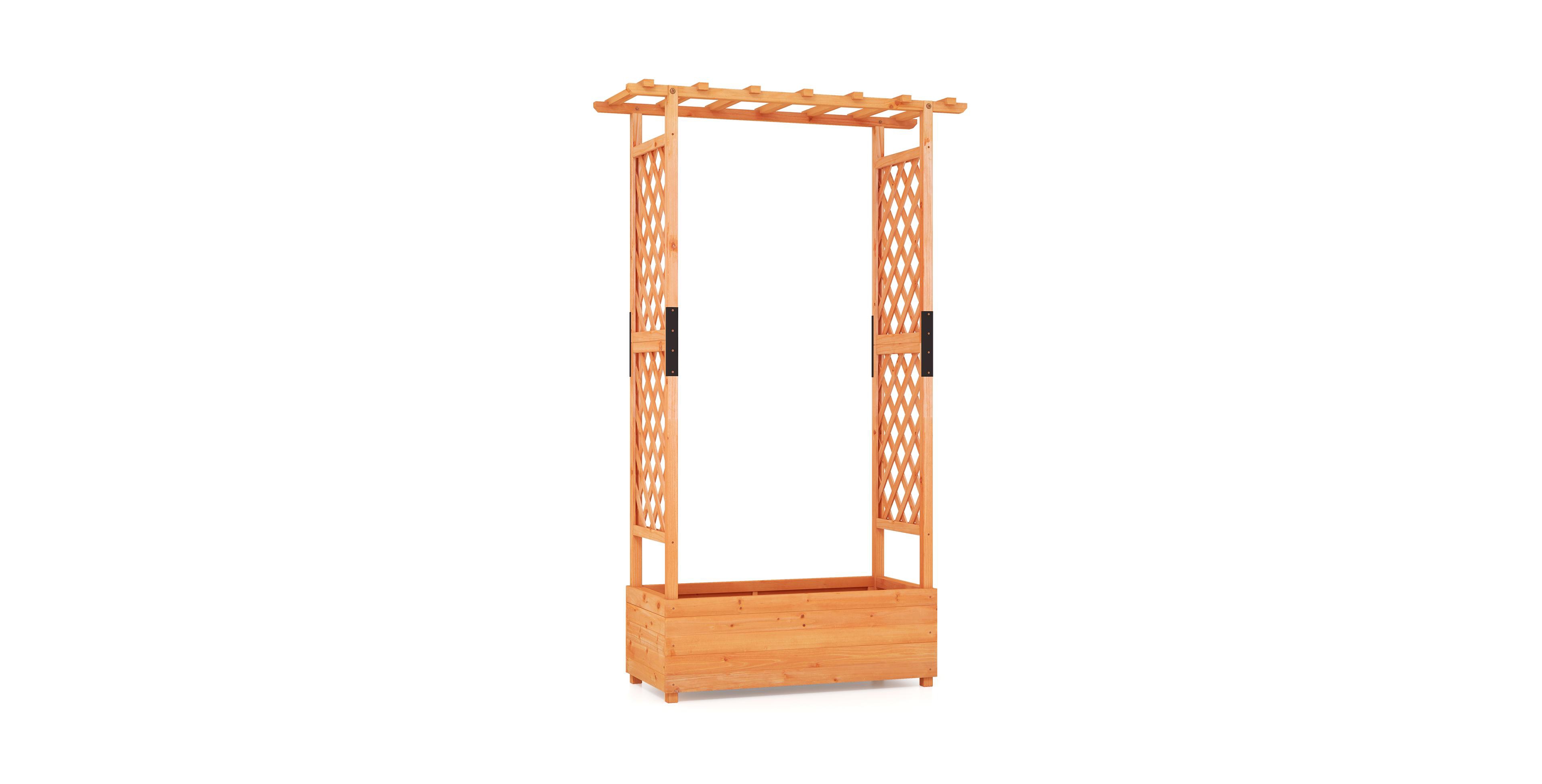 Sugift Raised Garden Bed with Arch Trellis-Orange