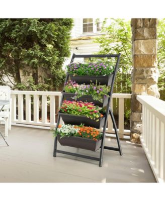 4-Tier Vertical Raised Garden Bed with 4 Containers and Drainage Holes