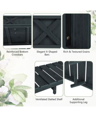 Pots & Planters Poly Wood Elevated Planter Box with Legs Storage Shelf Drainage Holes-Black