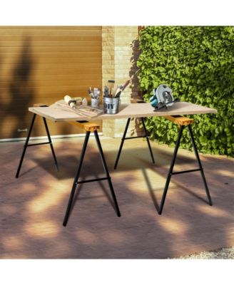 2 Pack Heavy Duty Sawhorse with Steel Folding Legs