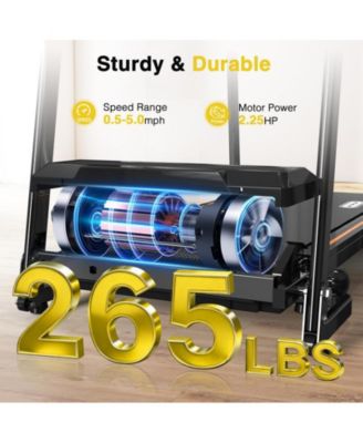 Walking Treadmill for Seniors with Long Handrails, Foldable Incline Treadmil, 265lbs Compact Treadmill for Home Exercise