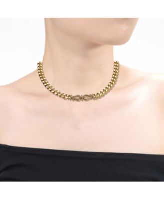 14k Yellow Gold Plated with Cubic Zirconia Miami Cuban Chain Door Knocker Necklace