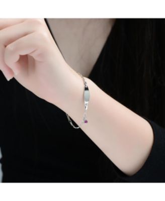 Chic Minimalist Bar Bracelets with Round Bezel Set Cubic Zirconia Charm
