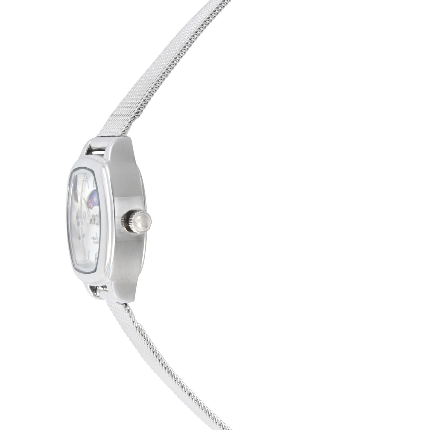 Women's Silver Dial Sun Moon Watch 30x20mm Mesh Bracelet