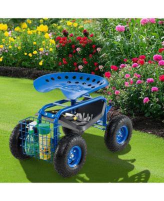 4-Wheel Rolling Garden Cart Work Seat