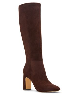 Madden Girl Wisee Block Heel Knee High Dress Boots Regular Wide Calf In Brown
