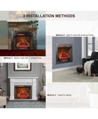 28inch Infrared Electric Fireplace Insert, Touch Panel Home Decor Heater, Smokeless Firebox