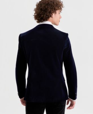 Mens Slim Fit Peak Lapel Velvet Sport coat