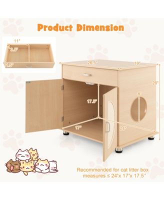 Cat Litter Box Enclosure with Sisal Scratching Doors and Storage