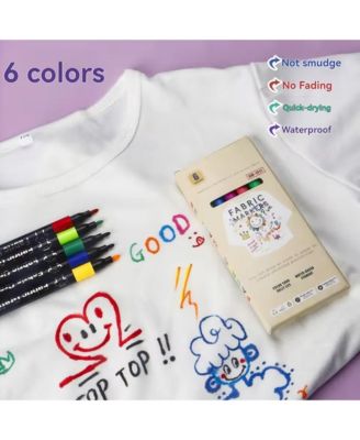 8 Colors Fabric Marker Set, Waterproof and Colorfast Paint Brush for Permanent Fabric Painting & DIY Projects