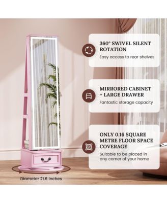 360° Swivel Jewelry Armoire with LED Full-Length Mirror