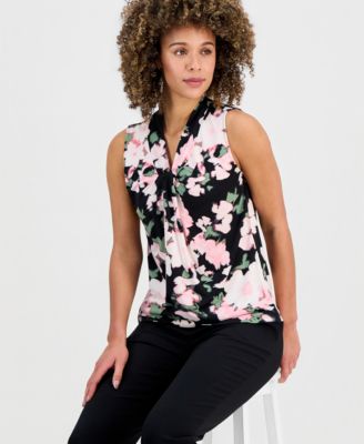 Women's Printed Knot-Neck Sleeveless Top