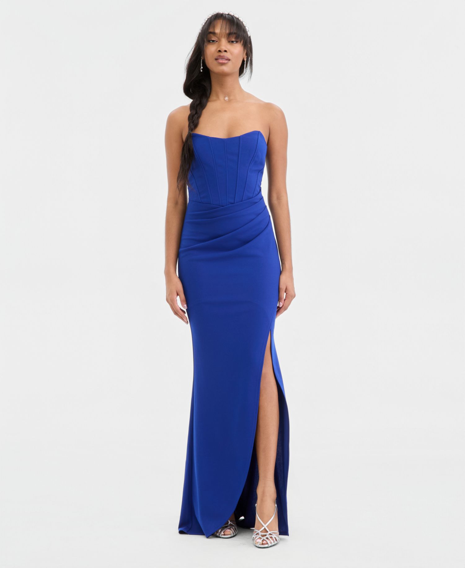 Juniors' Strapless Sweetheart-Neck Corset Gown