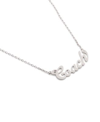 Faux Stone Signature Coach Name Plate Pendant Necklace