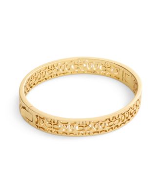 Gold Signature Quilted Cut Out Bangle Bracelet