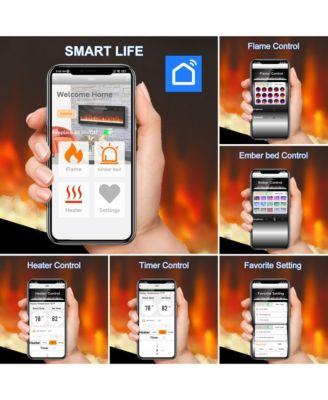 Smart 60" WiFi-Enabled Electric Fireplace Heater, Recessed in-Wall and Wall-Mounted