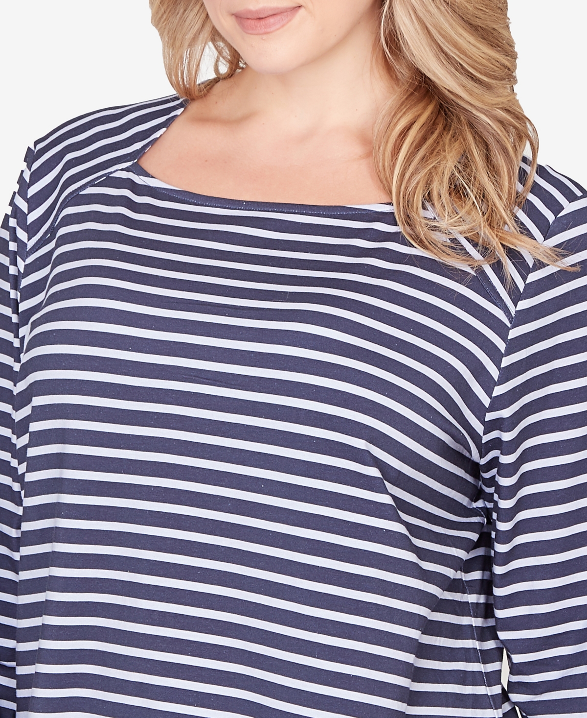 Ruby Rd. Plus Size Classic Marine Stripe Knit Top In Blue