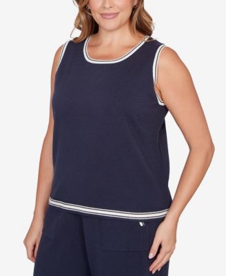 Plus Size Tipped Trim Sweater Tank Top