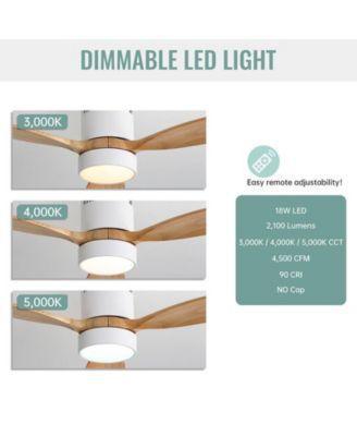 52-inch Modern White 3-Blade Flush Mount with Light and Remote Control