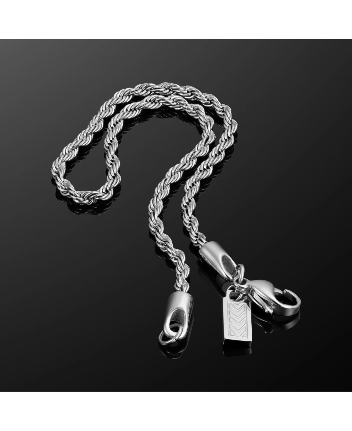 Vincero Rope Bracelet - 3mm - Silver - Large - Without Engraving