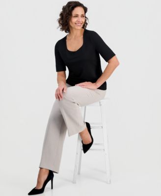 Women's Textured Elbow-Sleeve Top