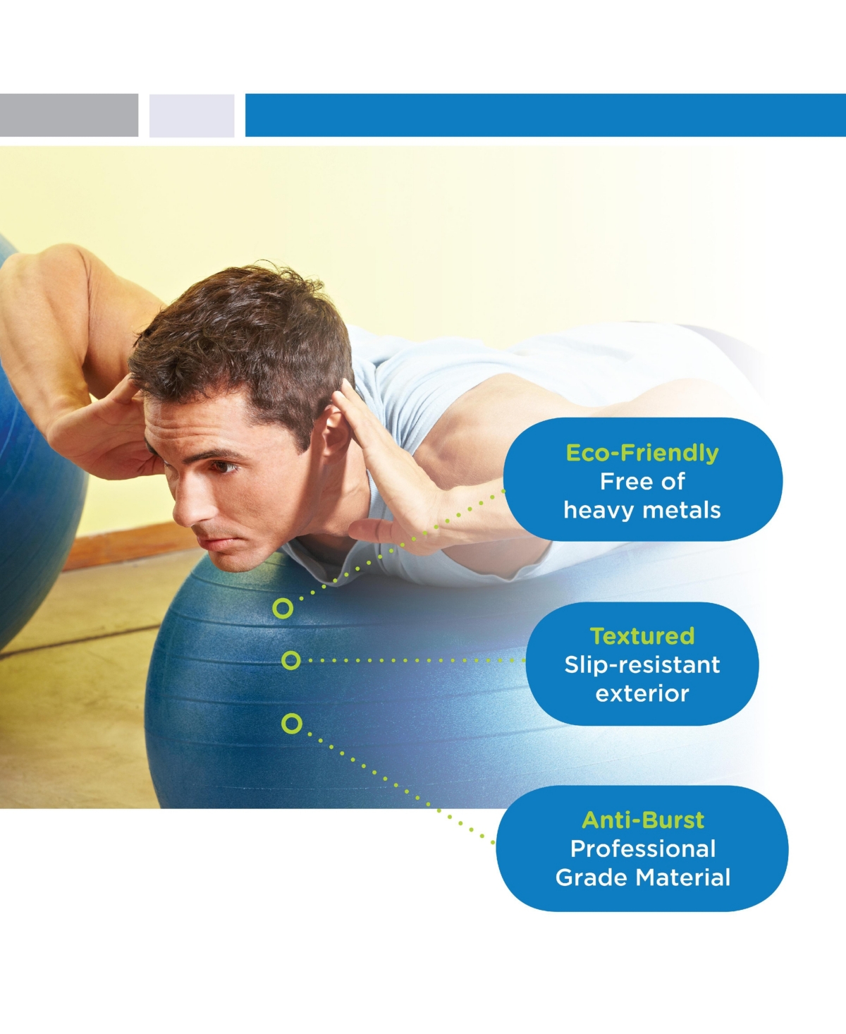 Bintiva Anti-Burst Exercise Stability Yoga Ball for Fitness 75cm - Black