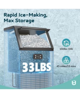 33-lb Ice Storage Capacity 100-lb Ice Per day Cubed Ice Maker (Black)