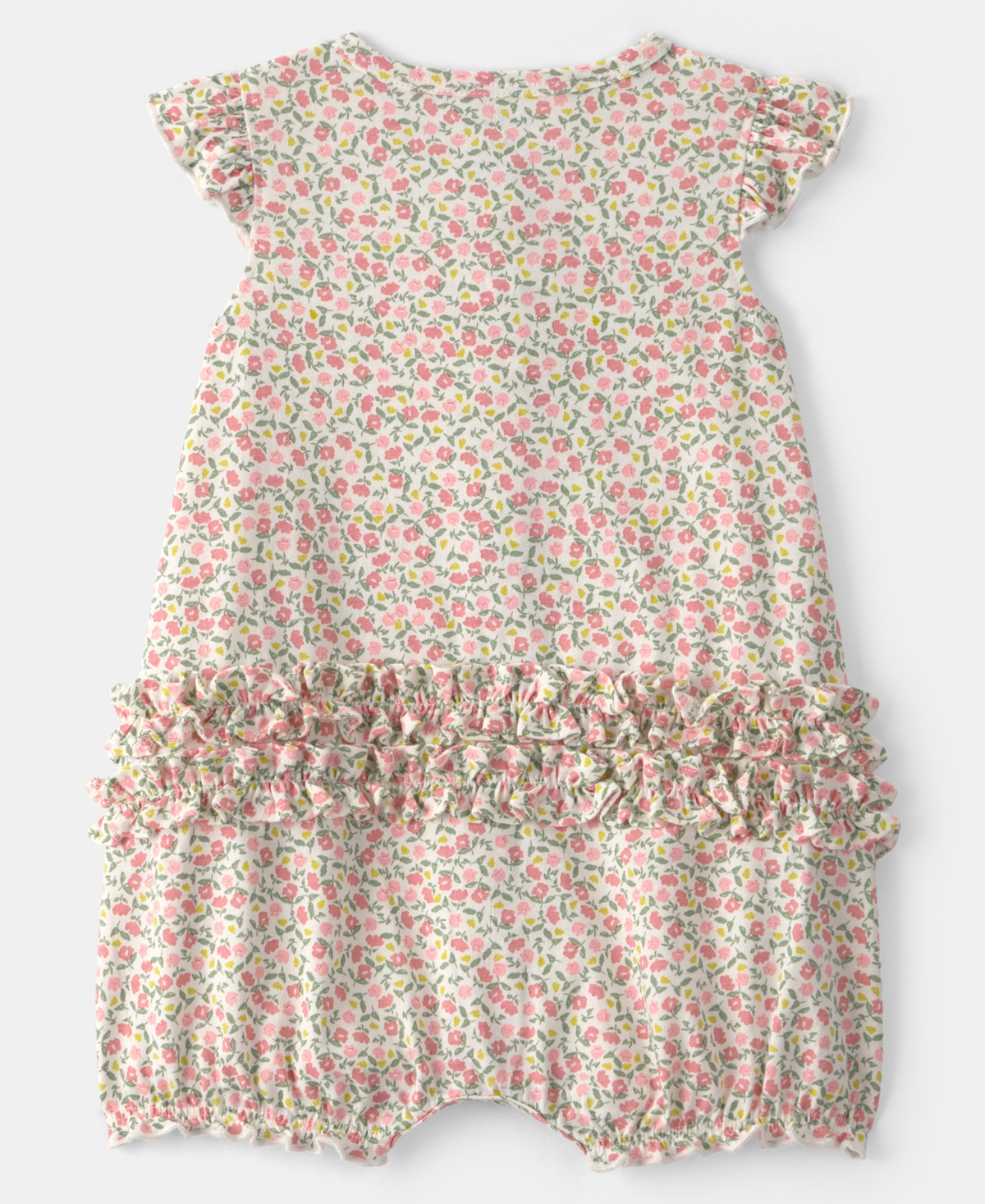 Carter's Baby Girls Floral Printed And Ruffle Detailed Snap-up Romper In Multi