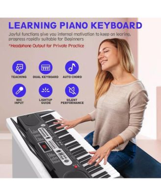 61-Key Electronic Keyboard Piano with Lighted Keys, Teaching Modes, Headphones, Stand