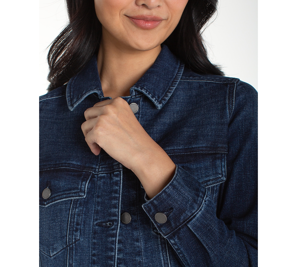 Liverpool Los Angeles Women's Fit and Flare Trucker Denim Collar Jacket