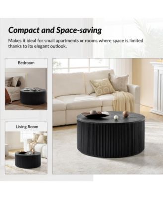 35.4" Wooden Lance Round Coffee Table