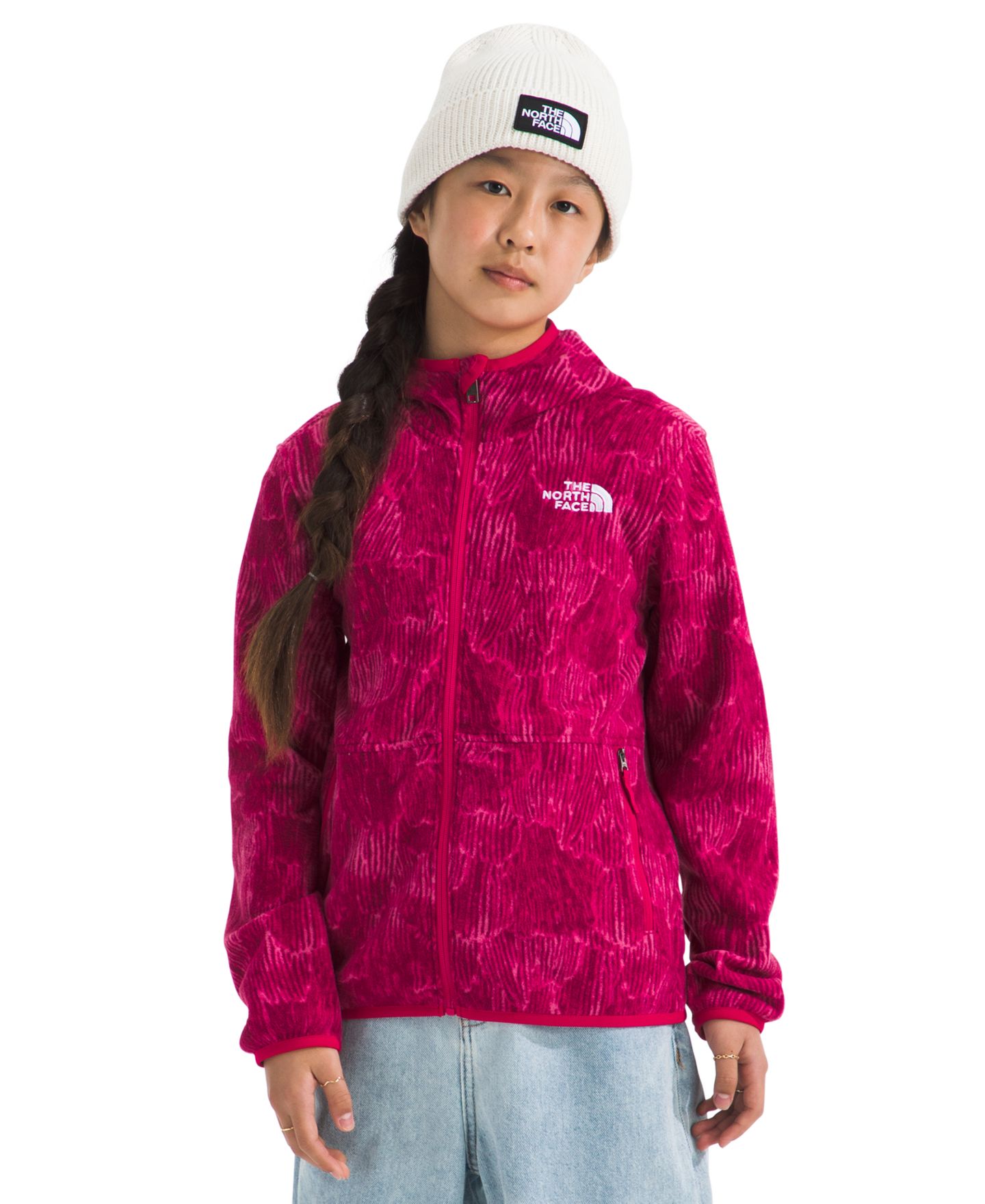 Детское худи The North Face Glacier Full-Zip Printed, цвет: Глубокий пурпурный розовый — фото 2