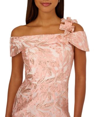 Women's 3D Floral Jacquard Off-The-Shoulder Dress