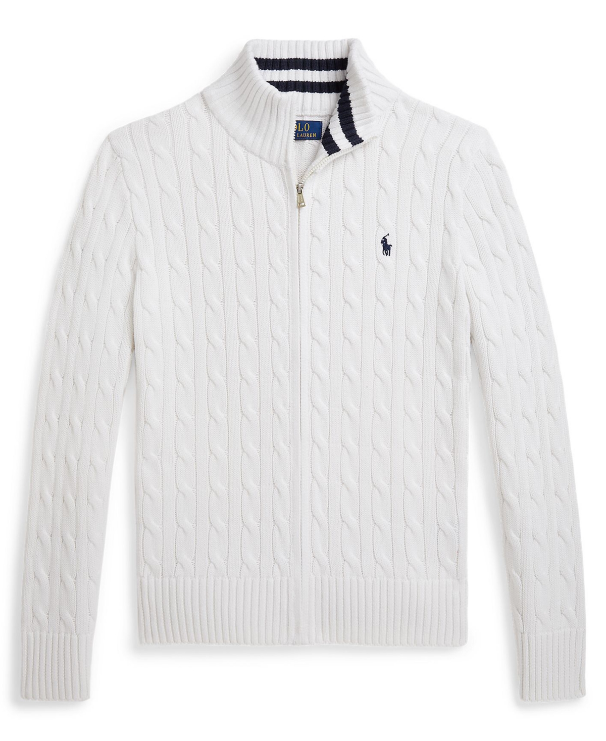 Polo Ralph Lauren Cable-knit Cotton Zip-up Sweater In White
