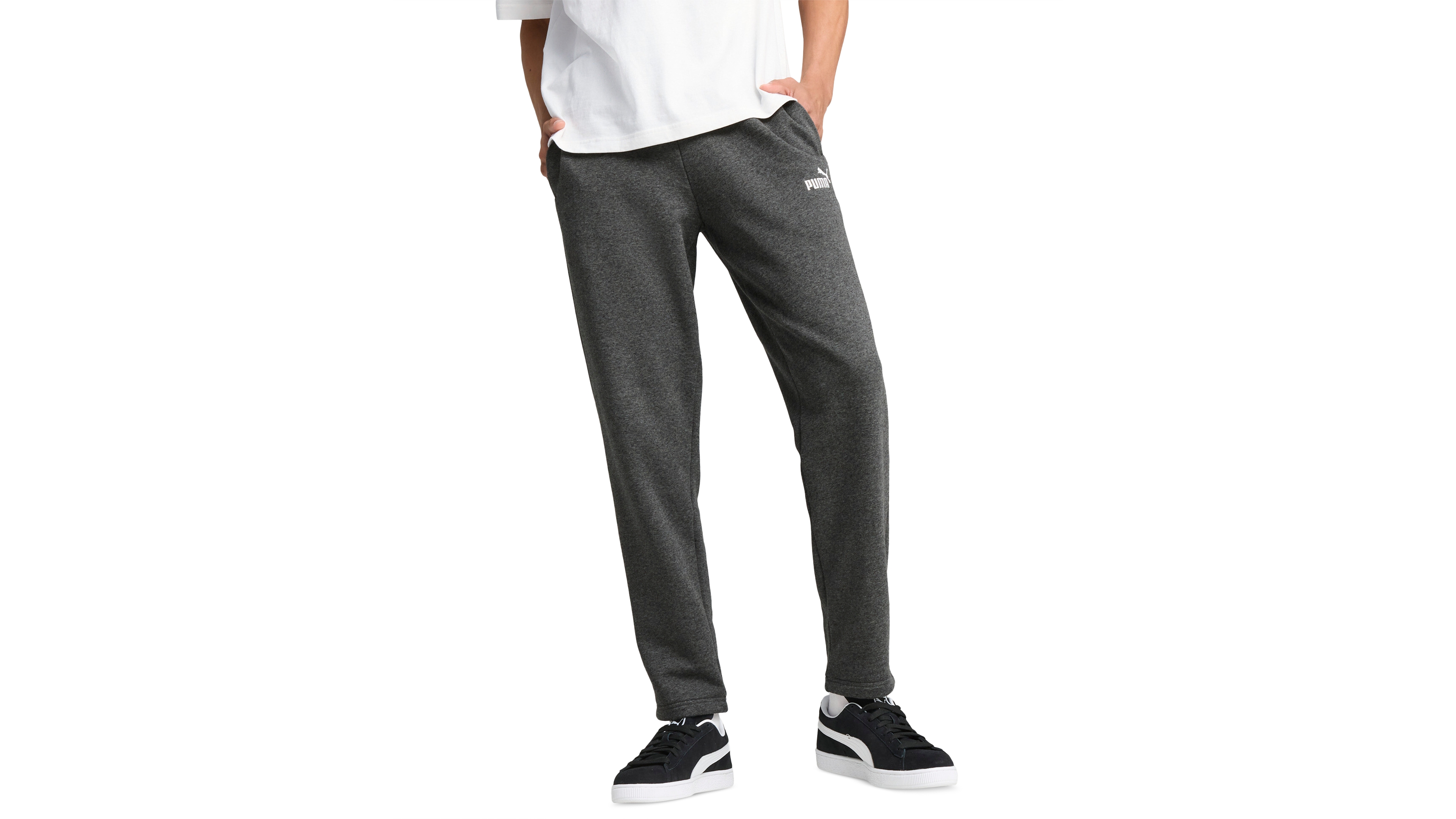 Puma Men's Logo Fleece Open Bottom Regular-Fit Sweatpants