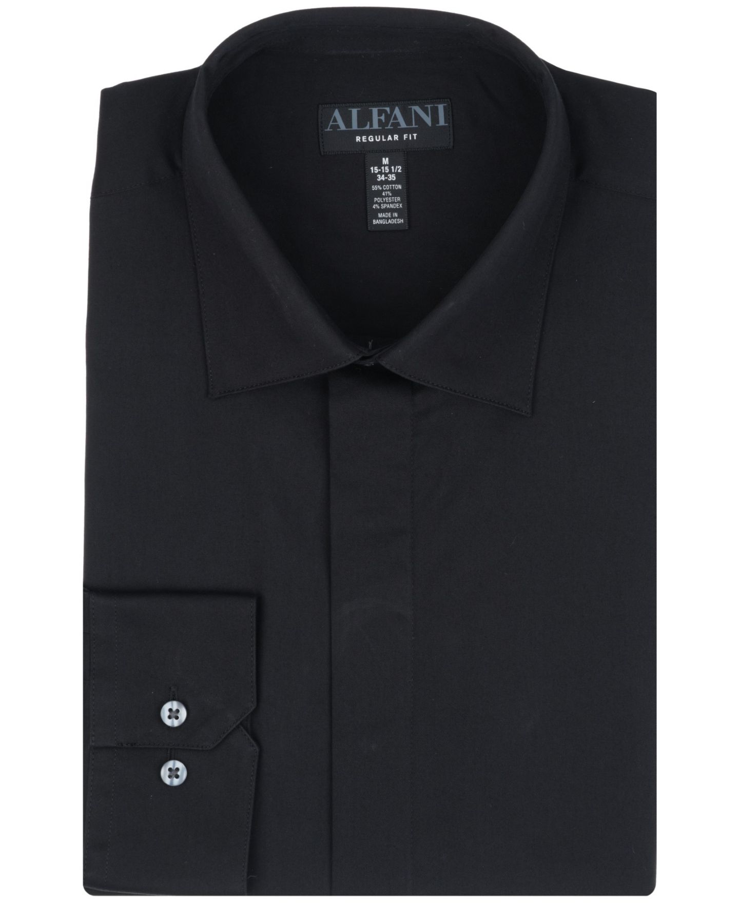 Мужская рубашка Alfani Formal Solid Regular Fit Dress Shirt, цвет: Чёрный — фото 8