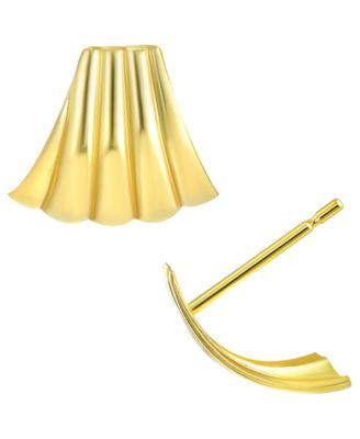 Bold Ribbed Stud Earrings in 10k Yellow Gold