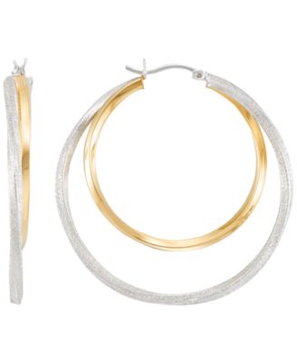 Macy's - Two-Tone Twisted Double Hoops