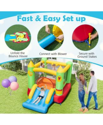 Inflatable Bounce House Kids Blow-up Bouncer with Slide with 480W Blower