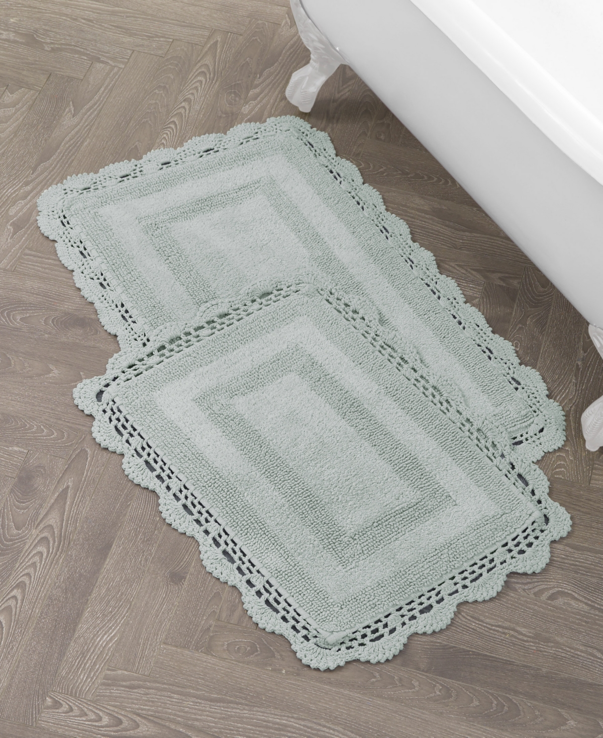Laura Ashley Crochet Reversible Cotton 2-Pc. Bath Rug Set