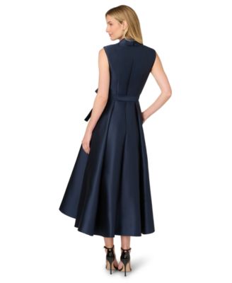 Women's Lapel Mikado Ankle Dress