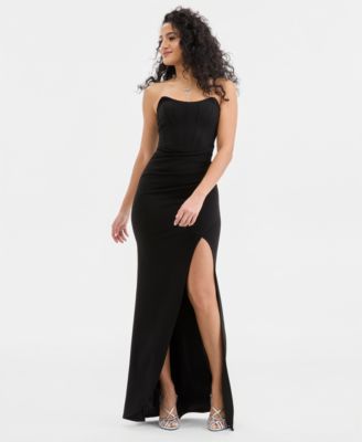Juniors' Strapless Sweetheart-Neck Corset Gown