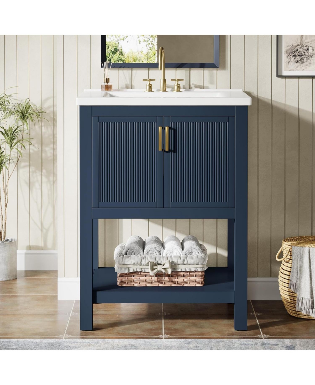 Tribesigns 24" Modern Bathroom Vanity with Sink,2 Doors and 1 Drawer, Freestanding Vanities Cabinet Combo